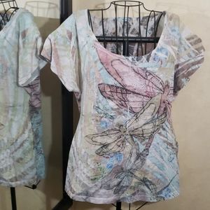 Maurice's short sleeve dragonfly blingy top sz-XL